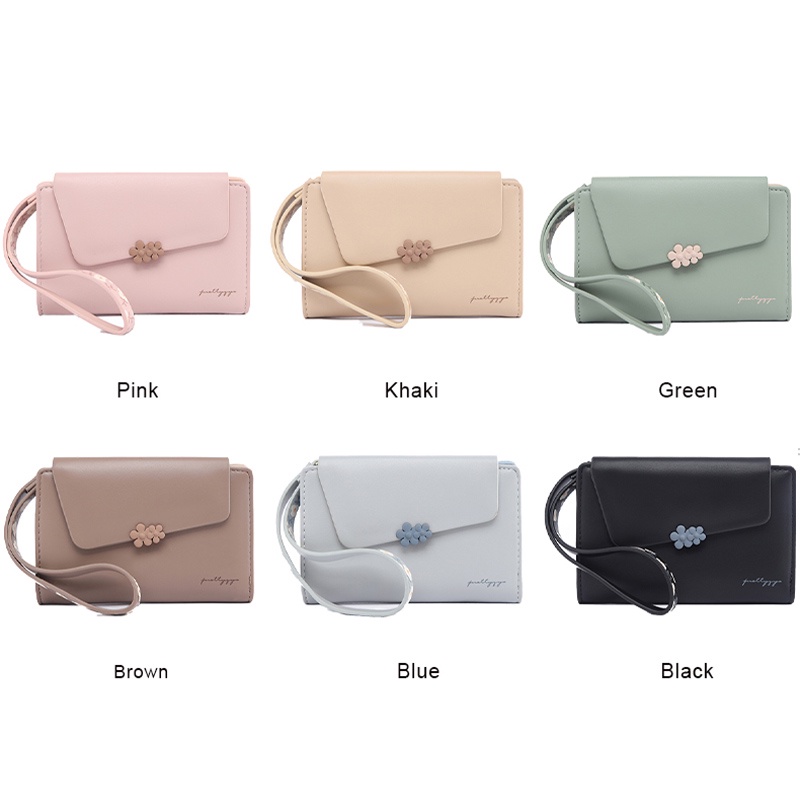 Thời Trang Ví Da Pu Họa Tiết Hoa Xinh Xắn Cho Nữ Giá Đỡ