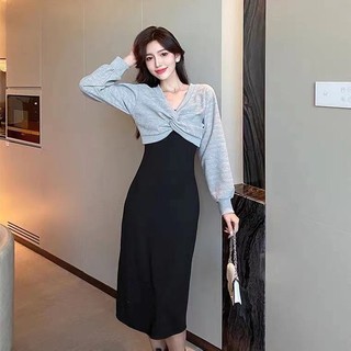 Set Đầm Trễ Vai Tay Dài + Áo Khoác Ngoài Thời Trang Dành Cho Nữ plus size