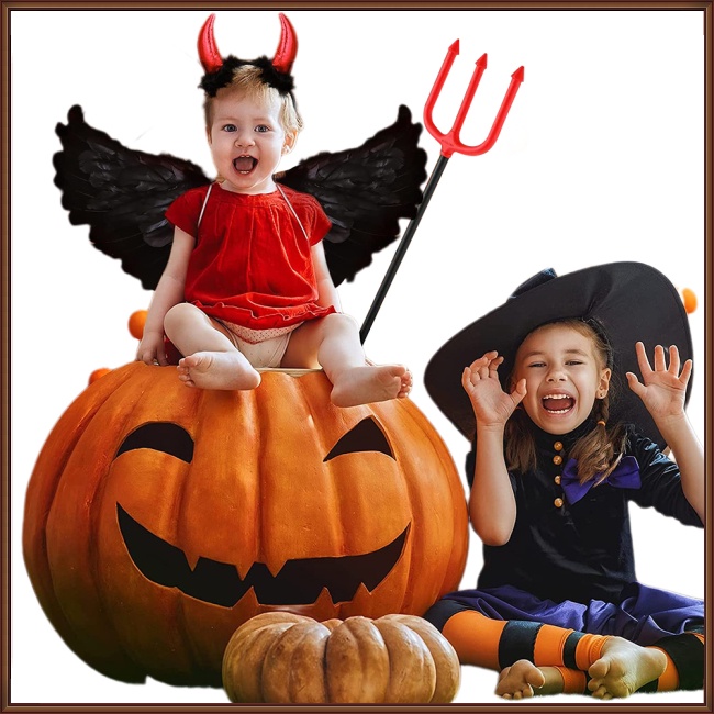Jaz Bộ Đôi Cánh Thiên Thần Ác Quỷ Đen Hóa Trang halloween Cho Bé