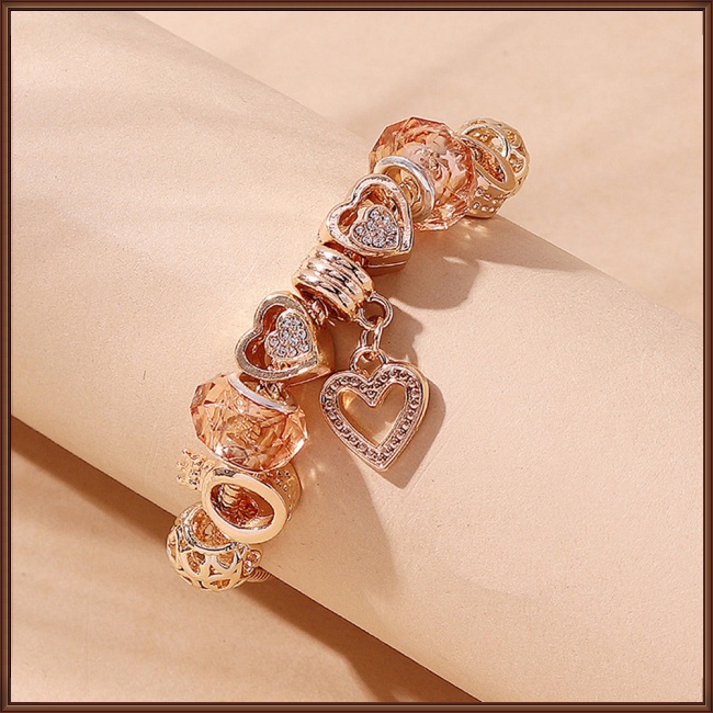 Jaz Vòng Tay Vương Miện Pha Lê Sang Trọng pandora Hình Trái Tim Thời Trang Làm Quà Tặng Sinh Nhật Cho Bạn Gái