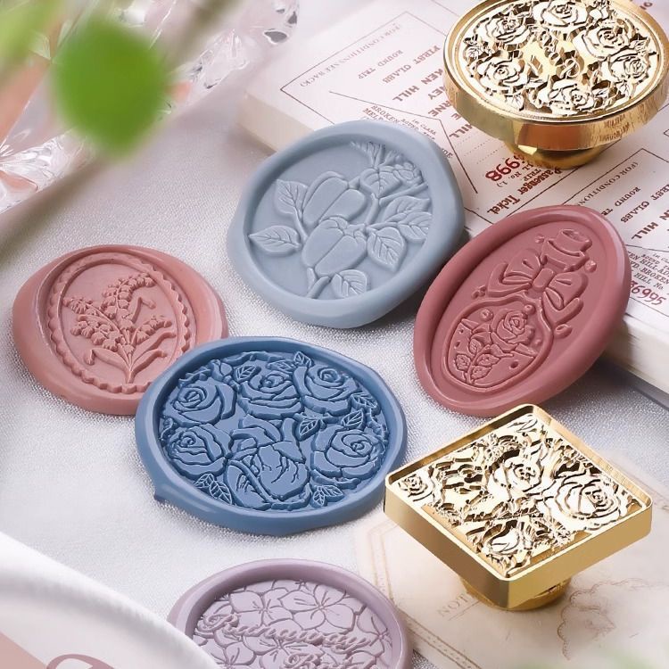 Sáp Seal Hoa Series Seal Hoa Rose Brass khắc dấu đầu