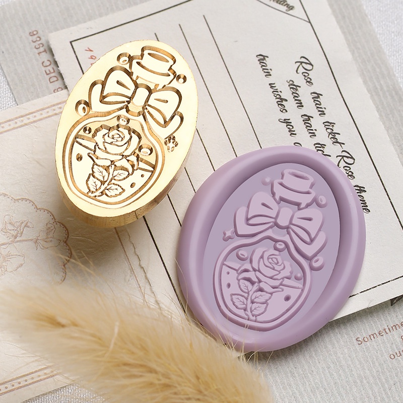 Sáp Seal Hoa Series Seal Hoa Rose Brass khắc dấu đầu