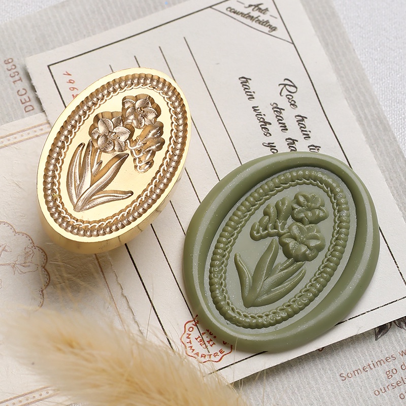 Sáp Seal Hoa Series Seal Hoa Rose Brass khắc dấu đầu