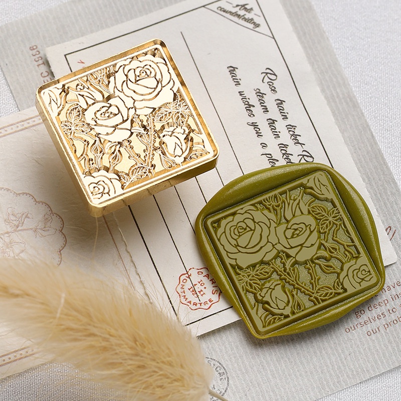 Sáp Seal Hoa Series Seal Hoa Rose Brass khắc dấu đầu