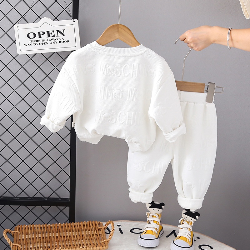Bộ Đồ cotton Thời Trang Xuân Thu 2023 Gồm Áo Sweater + Quần Dài Thể Thao Cho Bé Trai
