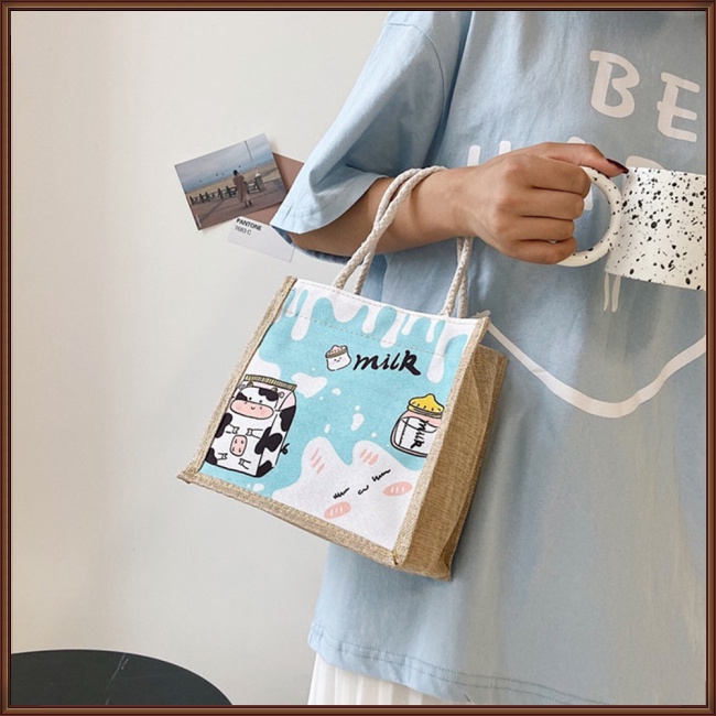 Jaz Túi tote canvas In Họa Tiết Hoạt Hình Dễ Thương Thời Trang Cho Nữ