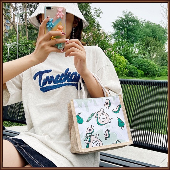 Jaz Túi tote canvas In Họa Tiết Hoạt Hình Dễ Thương Thời Trang Cho Nữ