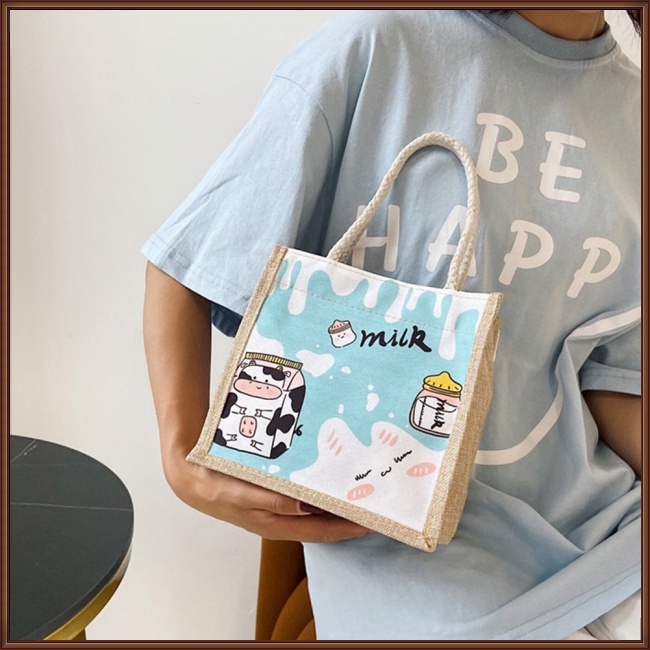 Jaz Túi tote canvas In Họa Tiết Hoạt Hình Dễ Thương Thời Trang Cho Nữ