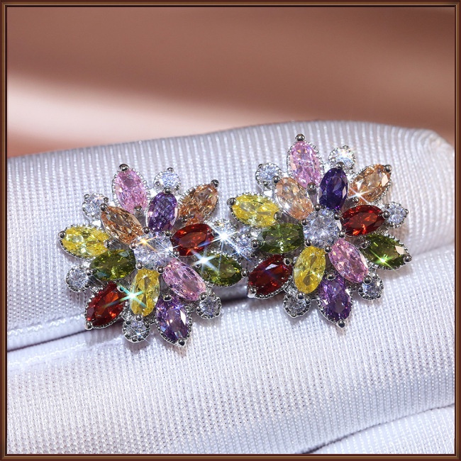 Khuyên Tai Hoa Hướng Dương Đính Đá zircon Thời Trang Cho Nữ