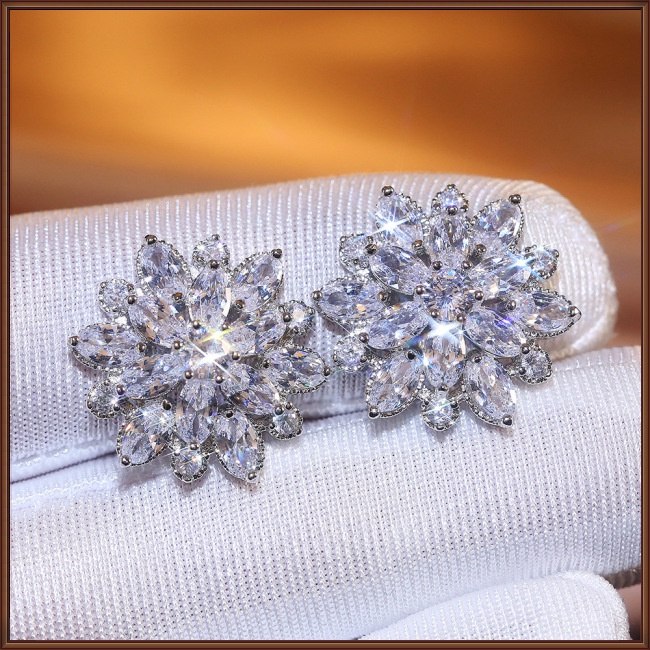 Khuyên Tai Hoa Hướng Dương Đính Đá zircon Thời Trang Cho Nữ
