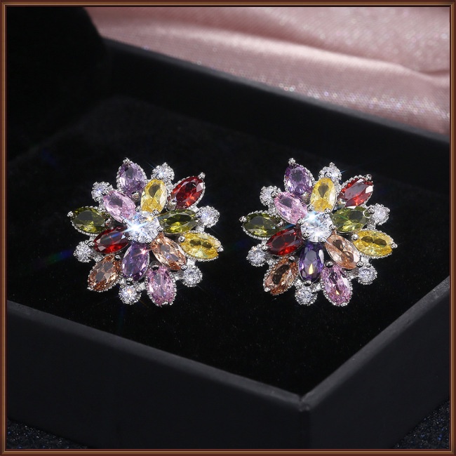Khuyên Tai Hoa Hướng Dương Đính Đá zircon Thời Trang Cho Nữ