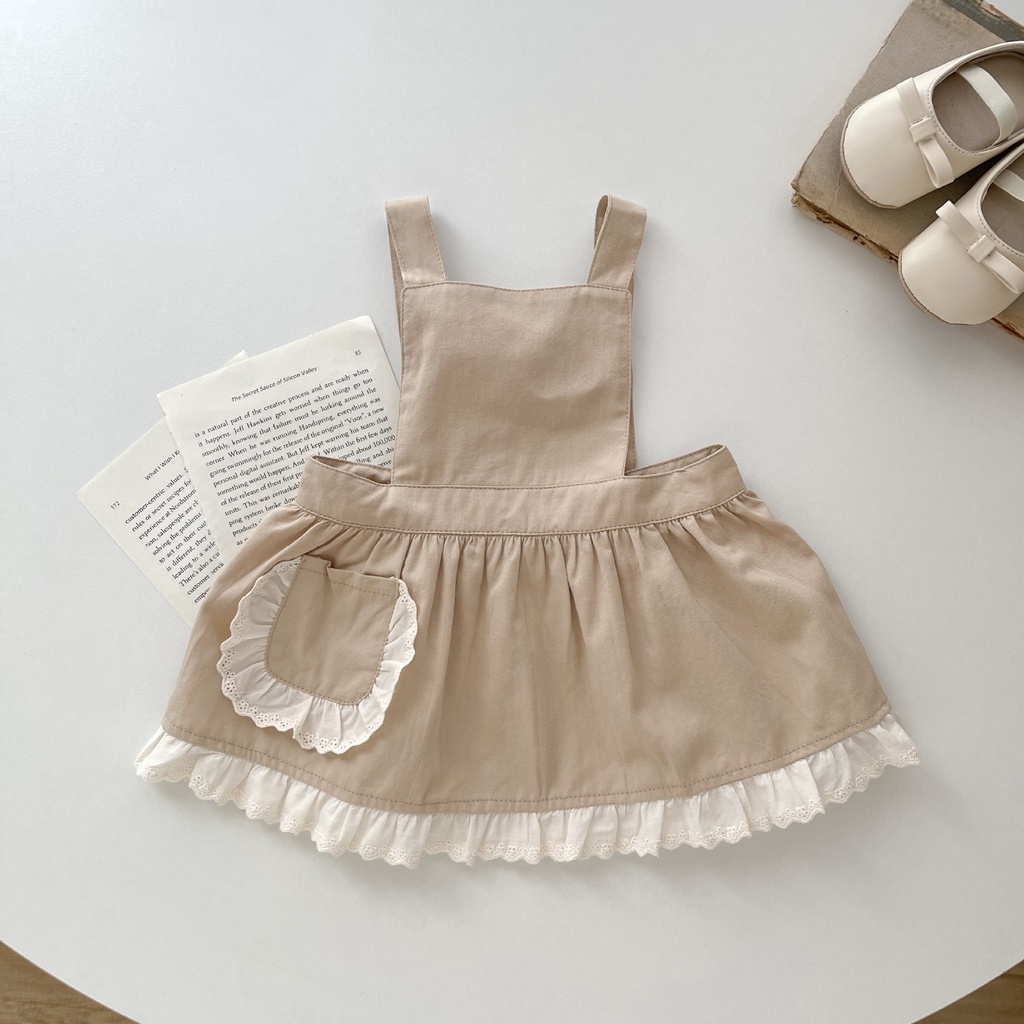 Đầm Sát Nách Phối Ren Hoa Phong Cách Hàn Quốc Cho Bé Gái Sơ Sinh eo3l