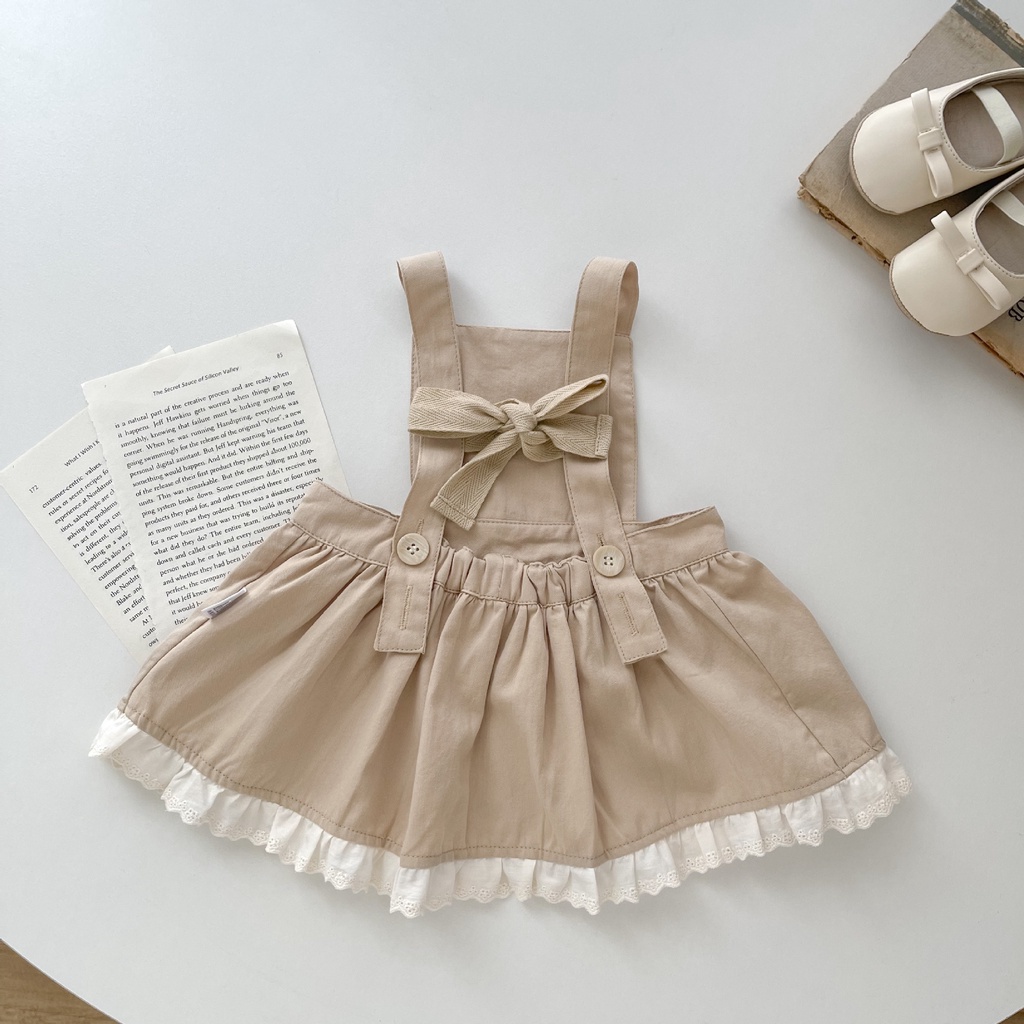 Đầm Sát Nách Phối Ren Hoa Phong Cách Hàn Quốc Cho Bé Gái Sơ Sinh eo3l