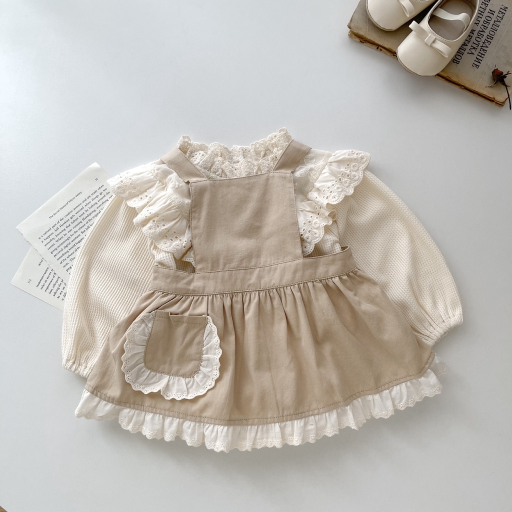 Đầm Sát Nách Phối Ren Hoa Phong Cách Hàn Quốc Cho Bé Gái Sơ Sinh eo3l