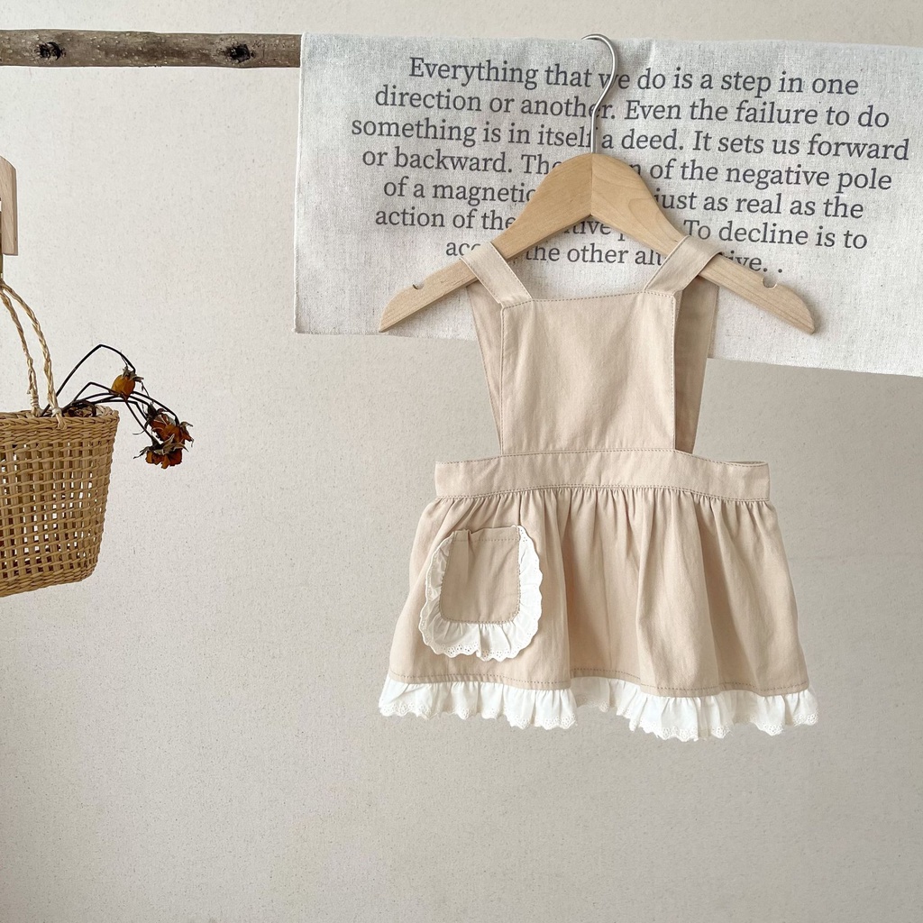 Đầm Sát Nách Phối Ren Hoa Phong Cách Hàn Quốc Cho Bé Gái Sơ Sinh eo3l