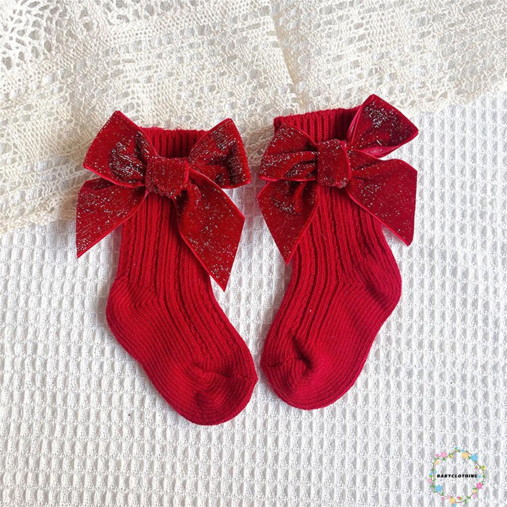 Đôi Vớ Cotton Mềm Ấm Áp Phối Nơ Dễ Thương Cho Bé Gái