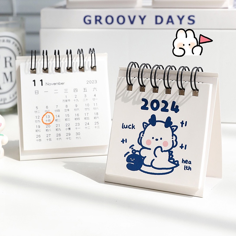 Lịch Để Bàn 2024 mini Họa Tiết Hoạt Hình Dễ Thương