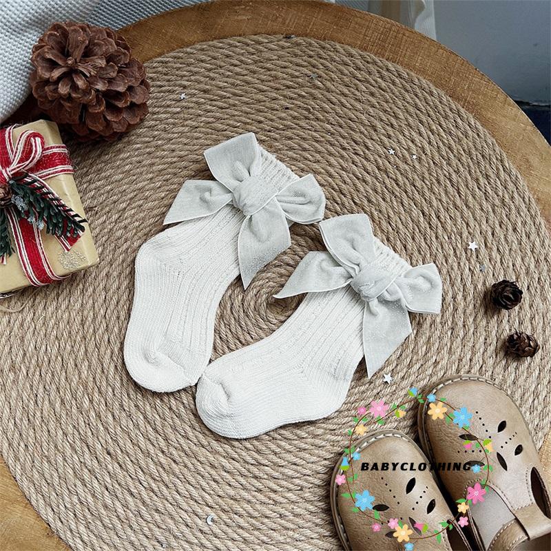 Đôi Vớ Cotton Mềm Ấm Áp Phối Nơ Dễ Thương Cho Bé Gái