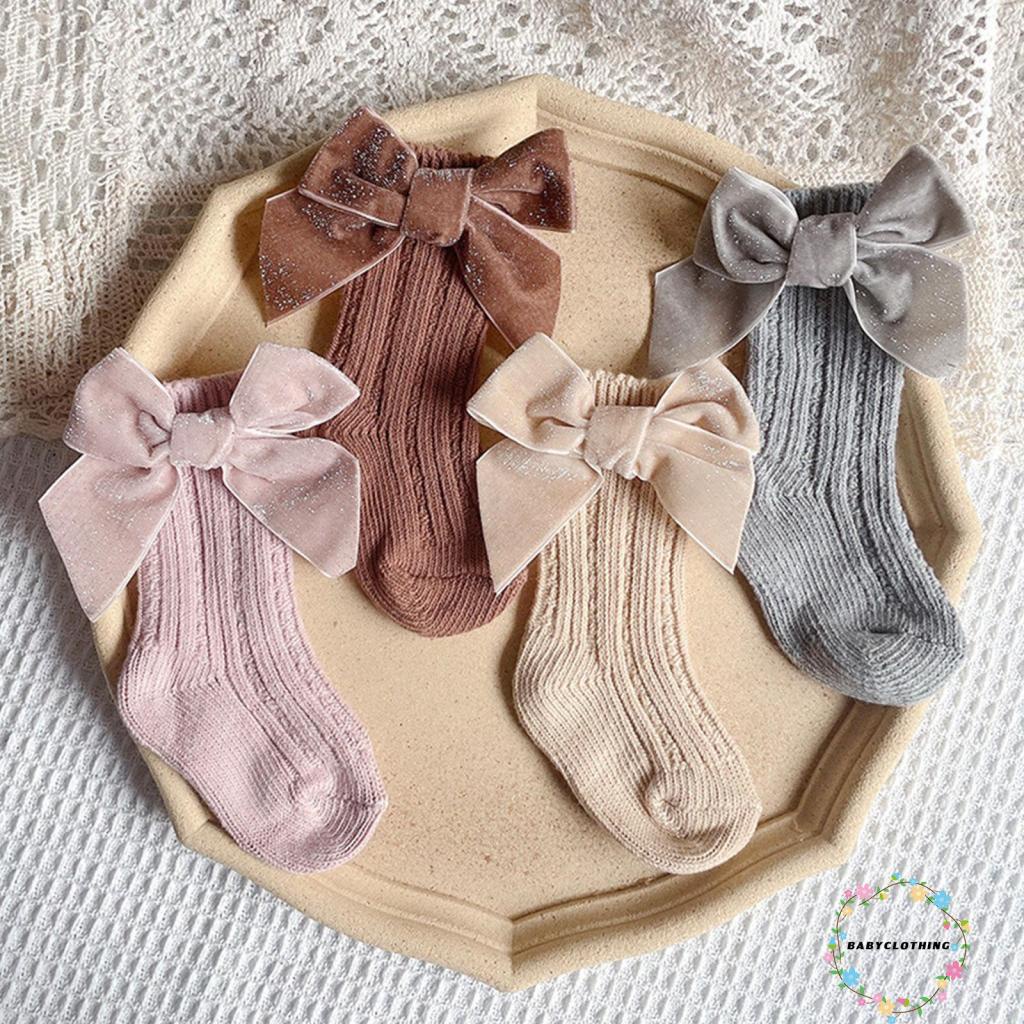 Đôi Vớ Cotton Mềm Ấm Áp Phối Nơ Dễ Thương Cho Bé Gái