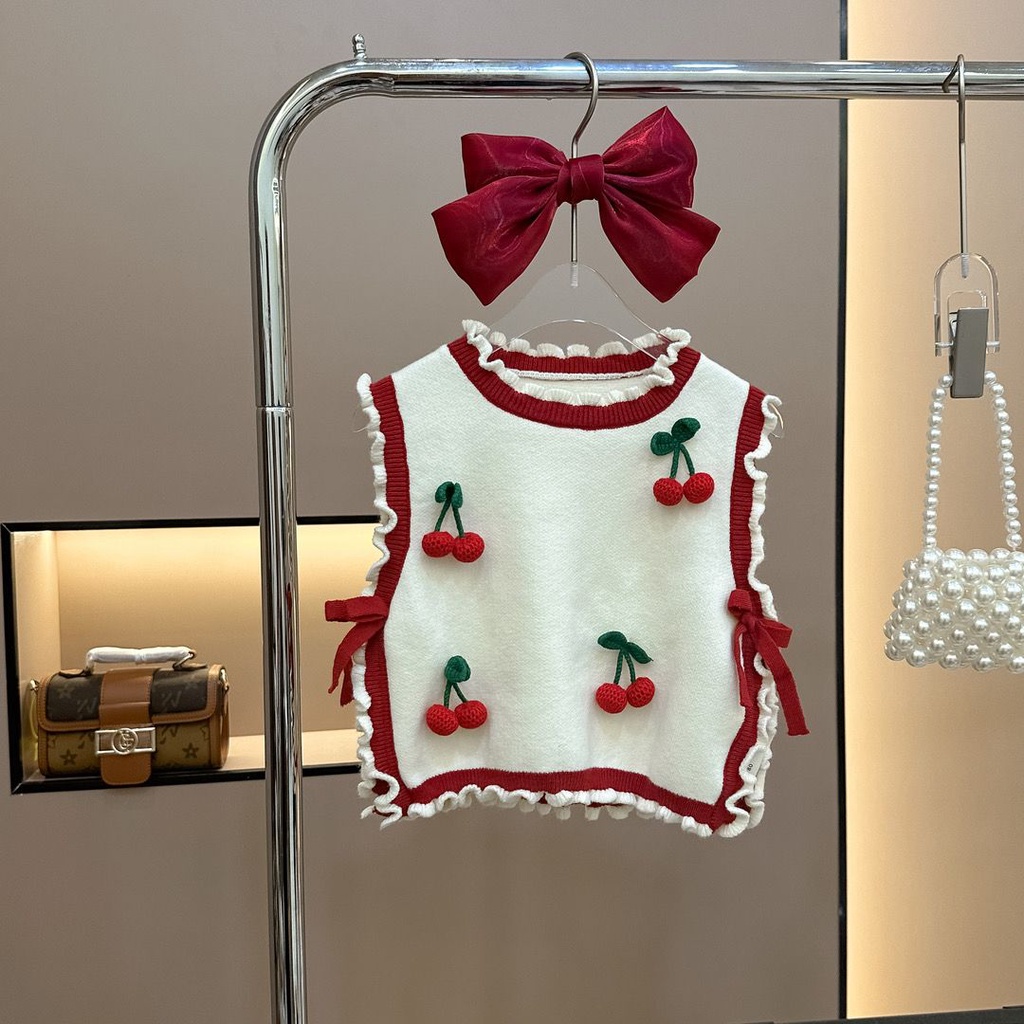 Áo vest Dệt Kim Hoa Cho Bé Gái Mùa Thu Năm 2023 Mới
