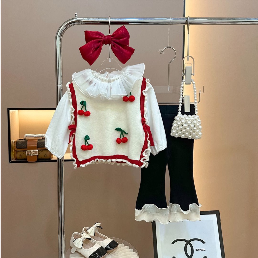 Áo vest Dệt Kim Hoa Cho Bé Gái Mùa Thu Năm 2023 Mới