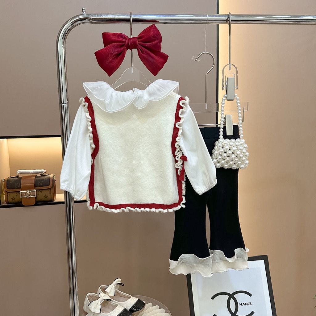 Áo vest Dệt Kim Hoa Cho Bé Gái Mùa Thu Năm 2023 Mới