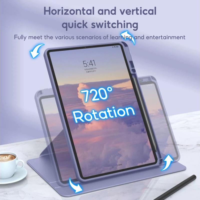 TBTIC Bao Da Máy Tính Bảng Có Ngăn Đựng Bút Cho xiaomi pad 6 5 pro 2023 11 inch 720° Đĩa Nhựa acrylic Trong Suốt Xoay Được Tiện Dụng