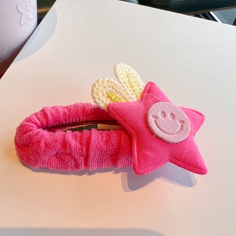 Kẹp Tóc Nơ Hình Ngôi Sao Năm Cánh Bằng Lông Nhung Màu Hồng Kiểu Công Chúa Dễ Thương Xinh Xắn