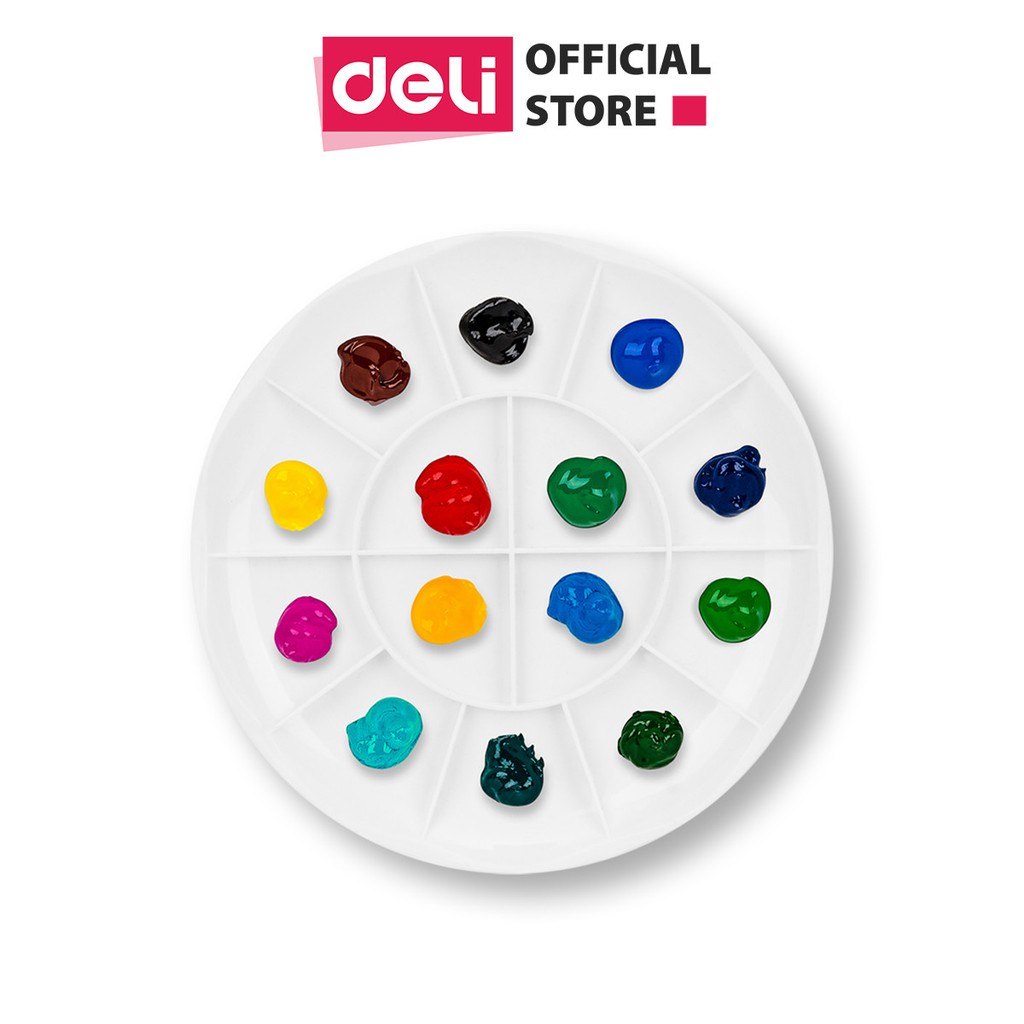 [HỌA CỤ DELI] Khay pha màu Deli - 14 ngăn - 1 chiếc - Màu trắng dễ nhìn, chất liệu nhựa an toàn