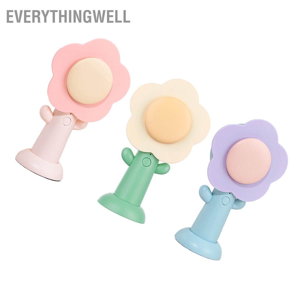 EverythingWell Quạt cầm tay mini hình bông hoa dễ thương Gió mạnh USB có thể sạc lại bàn nhỏ cho văn phòng tại nhà du lịch