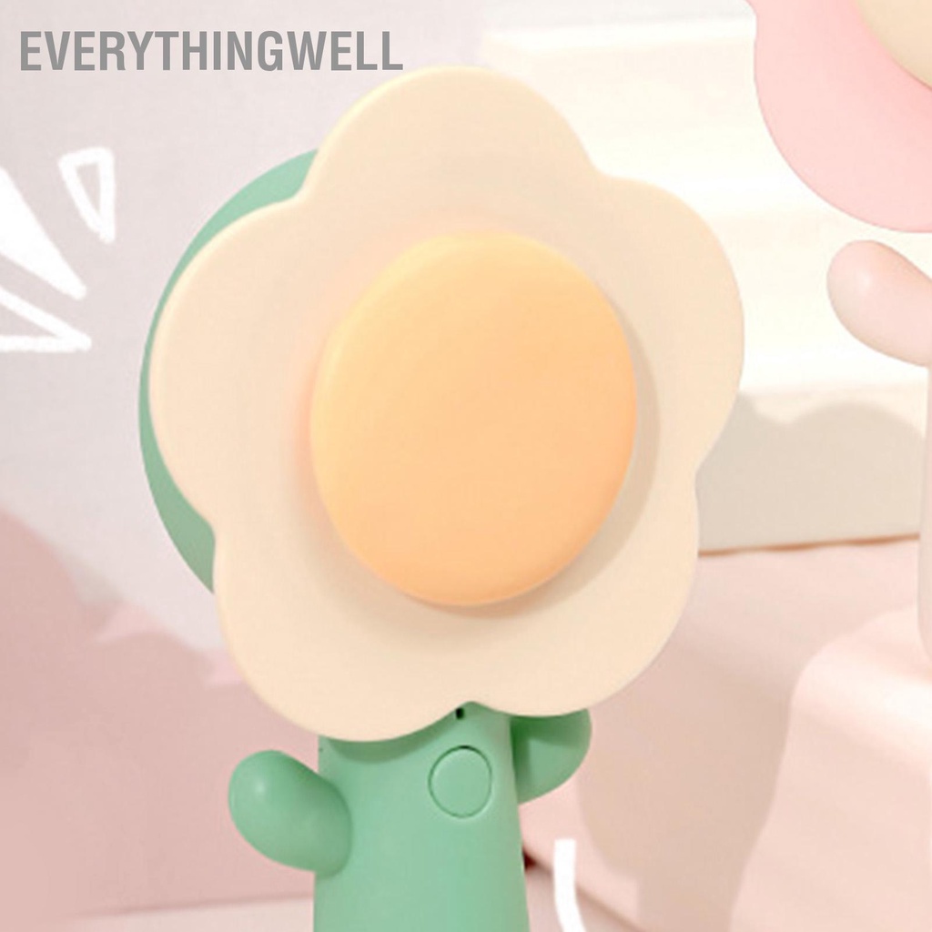 EverythingWell Quạt cầm tay mini hình bông hoa dễ thương Gió mạnh USB có thể sạc lại bàn nhỏ cho văn phòng tại nhà du lịch