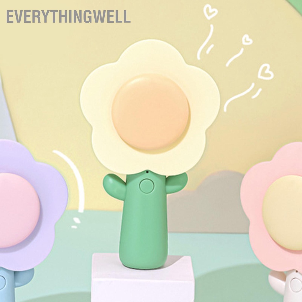 EverythingWell Quạt cầm tay mini hình bông hoa dễ thương Gió mạnh USB có thể sạc lại bàn nhỏ cho văn phòng tại nhà du lịch