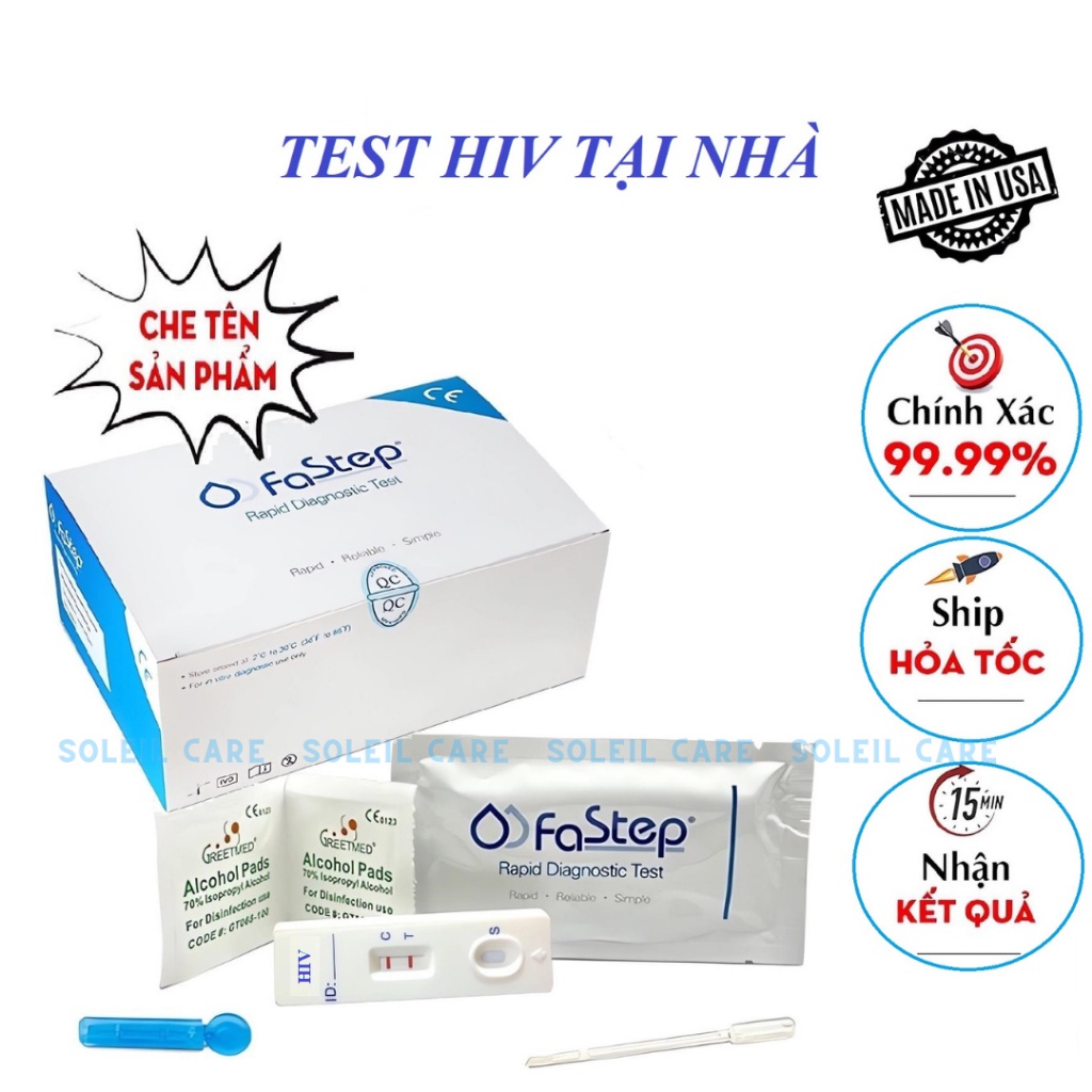 Bộ test nhanh HIV tại nhà ( có che tên)  dễ sử dụng, đơn giản, chính xác, Test HIV FaStep - lalamo_ shop