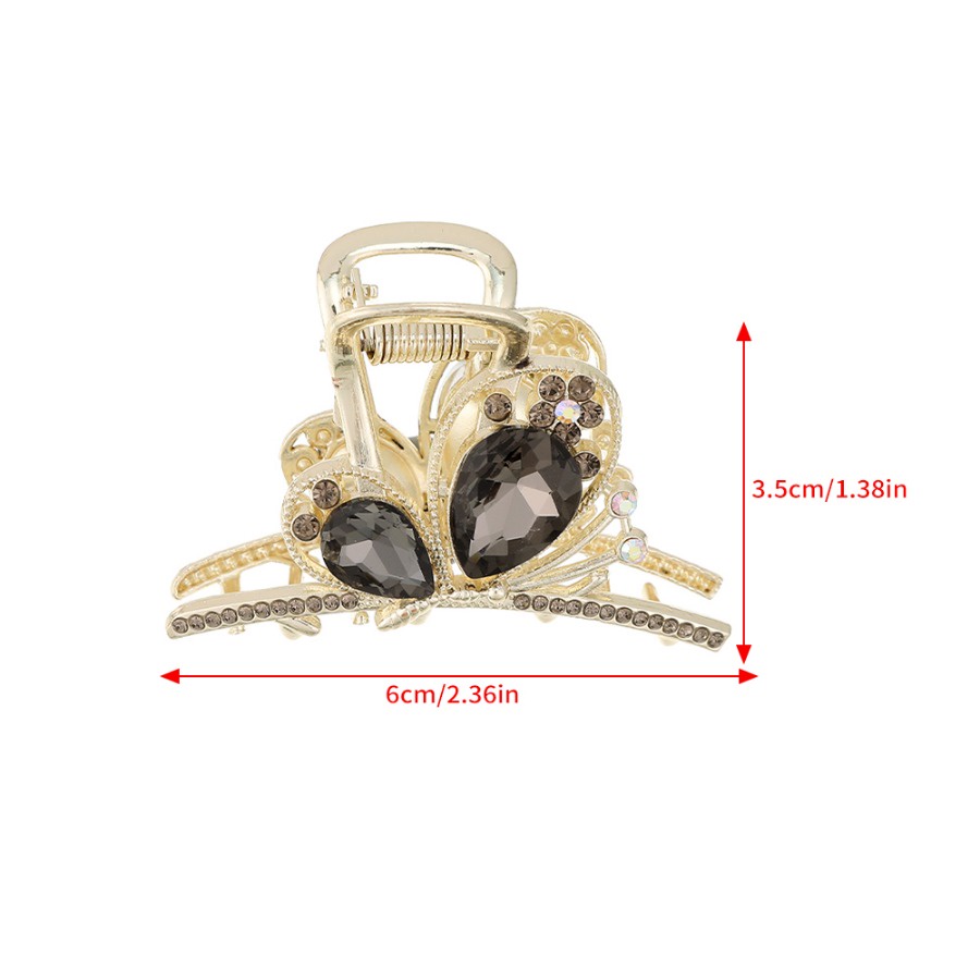 Kẹp Tóc Hình Bướm Đính Kim Cương Giả Bằng Hợp Kim Màu Vàng Phong Cách Hàn Quốc Cho Nữ