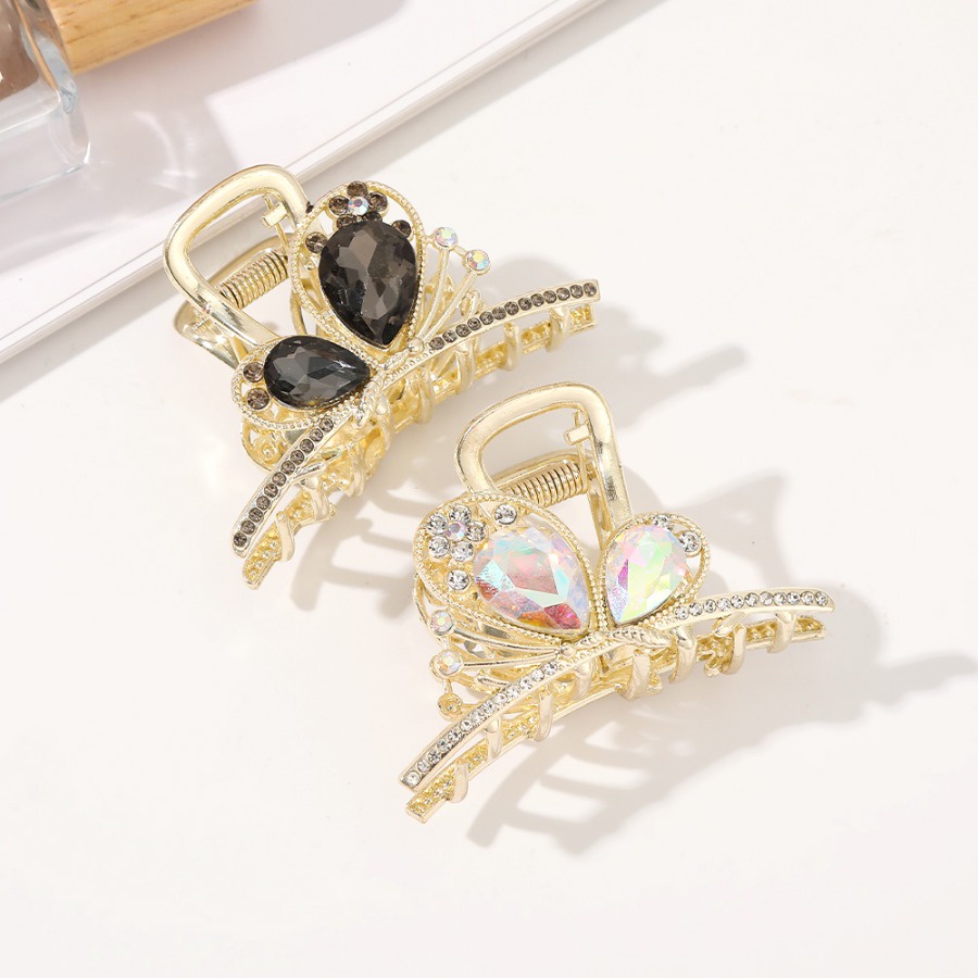 Kẹp Tóc Hình Bướm Đính Kim Cương Giả Bằng Hợp Kim Màu Vàng Phong Cách Hàn Quốc Cho Nữ