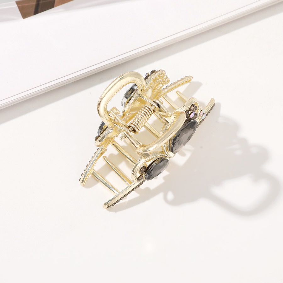 Kẹp Tóc Hình Bướm Đính Kim Cương Giả Bằng Hợp Kim Màu Vàng Phong Cách Hàn Quốc Cho Nữ