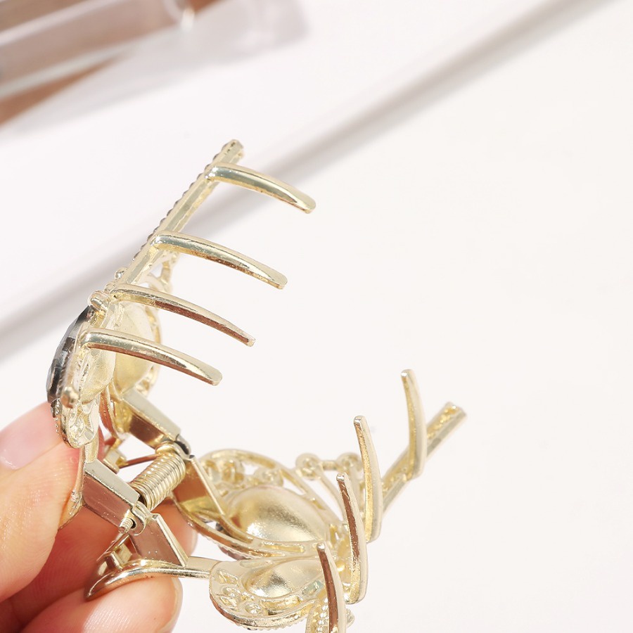 Kẹp Tóc Hình Bướm Đính Kim Cương Giả Bằng Hợp Kim Màu Vàng Phong Cách Hàn Quốc Cho Nữ