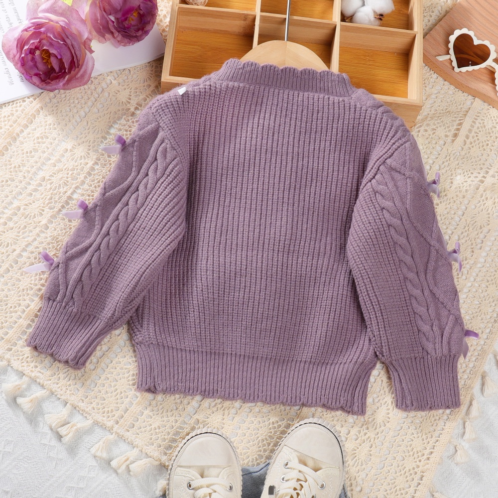 BEAR LEADER Áo sweater Dệt Kim Chui Đầu Tay Dài In Hình Gấu Phối Ren Dễ Thương Thời Trang Thu Đông 2023 Cho Bé Gái