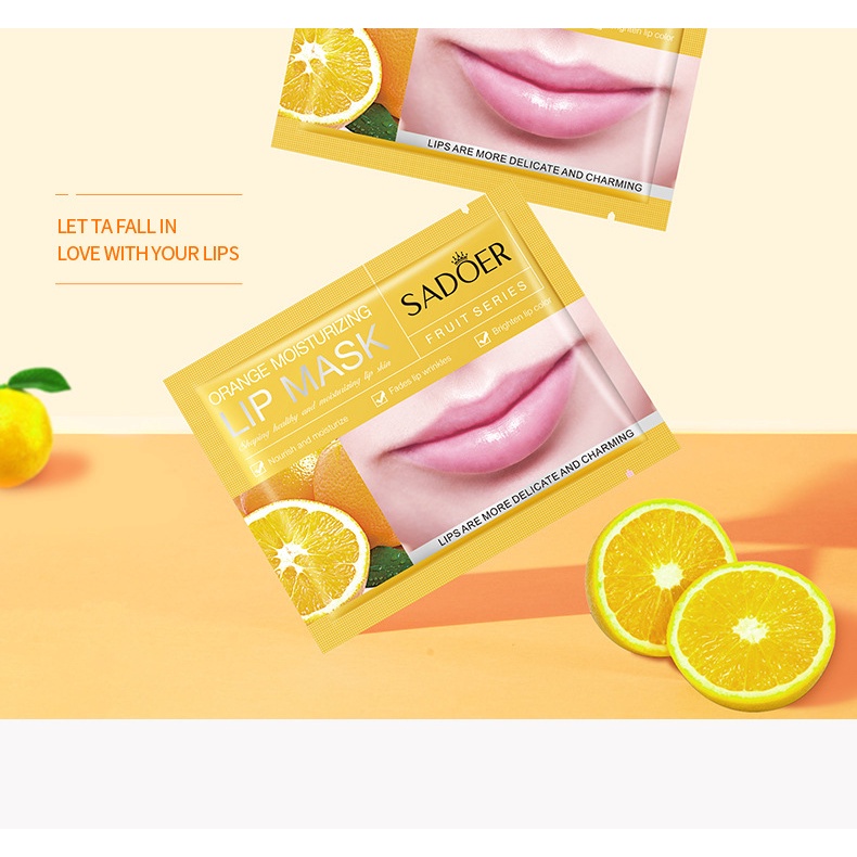 Set 5 Mặt Nạ Môi Chiết Xuất Cam / Bơ / Dâu Tây Dưỡng Ẩm Làm Sáng Màu Môi