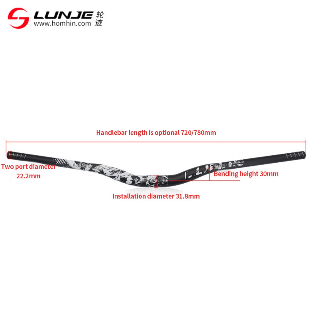 Tay lái xe đạp leo núi LUNJE tiêu chuẩn hợp kim nhôm MTB tay lái xe đạp đua 31,8mm Bike Handlebar