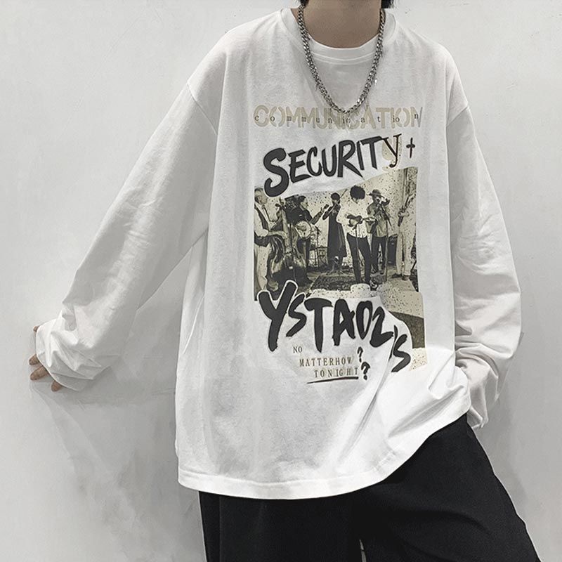 Áo Thun cotton Tay Dài Phong Cách Thời Trang Đường Phố Mỹ