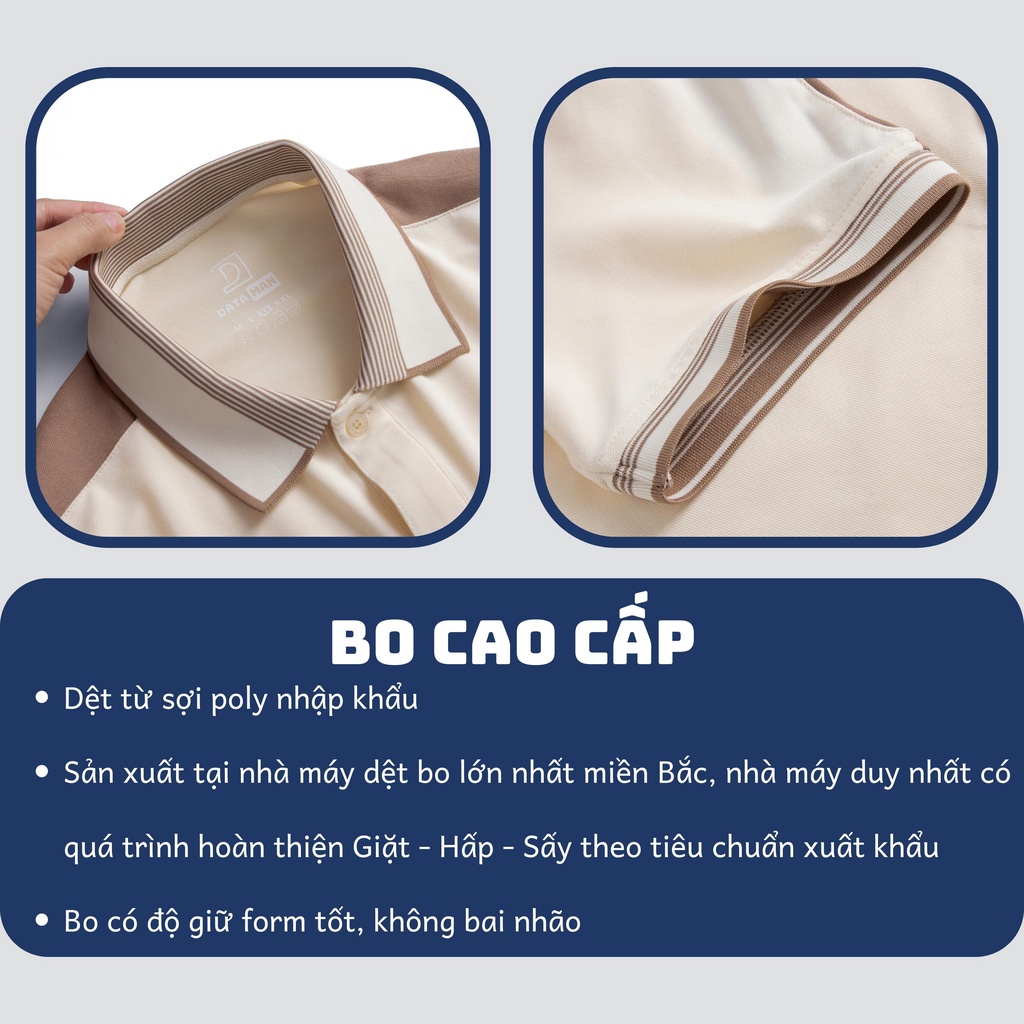 Áo Polo Nam DATAMAN cổ bẻ thêu LOGO nổi, vải cá sấu CVC cao cấp, nam tính, trẻ trung, thanh lịch - PLV2304