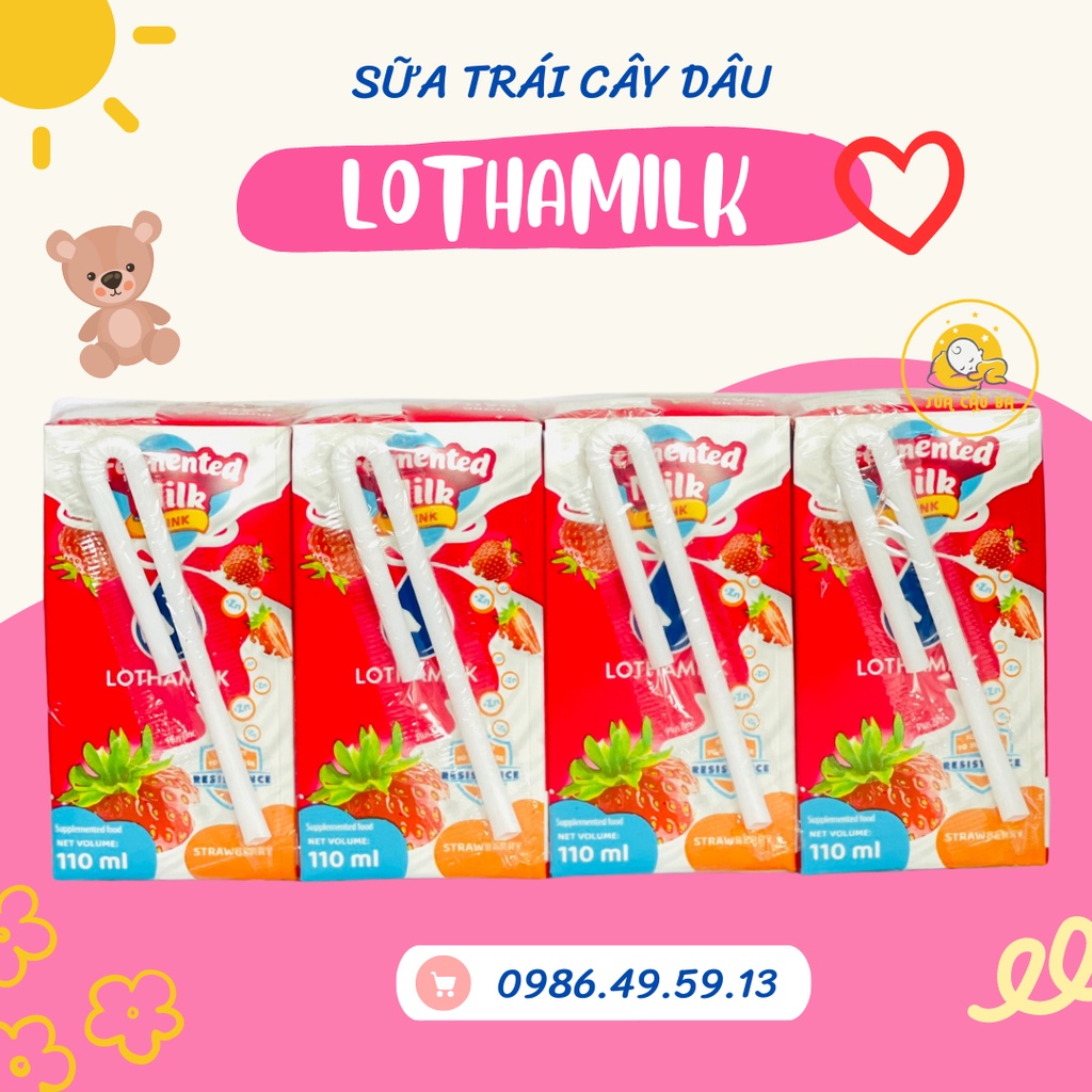 DATE MỚI Lốc sữa uống lên men vị cam dâu Lothamilk