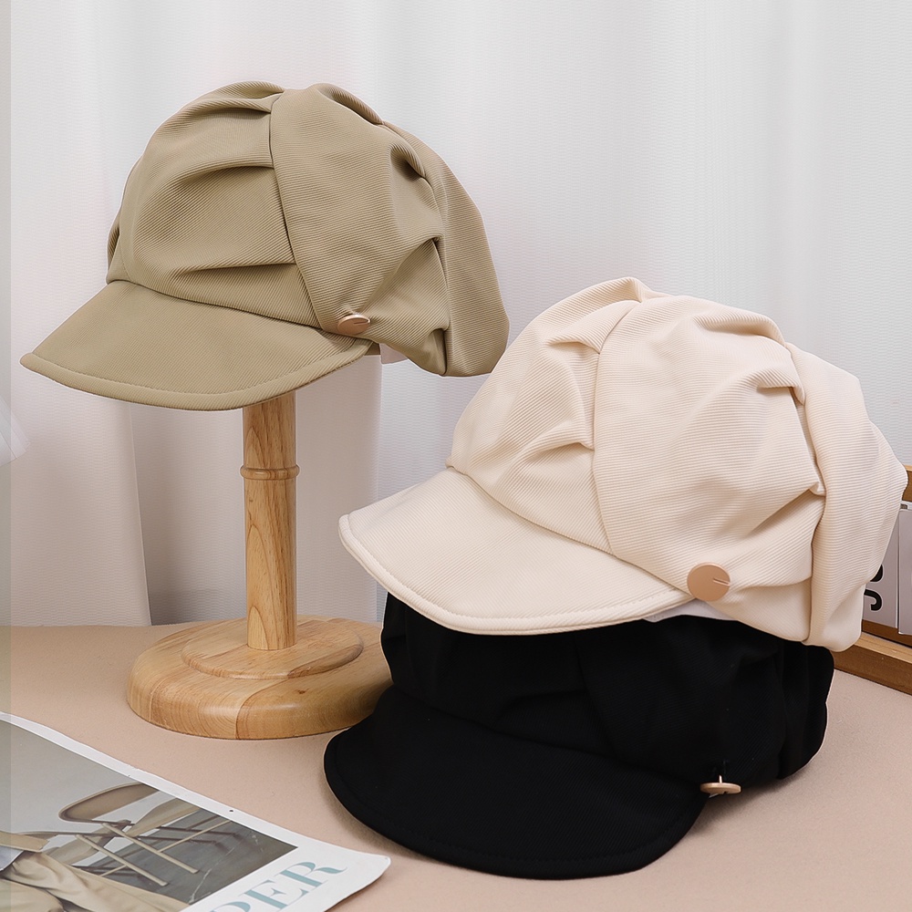 Mũ Nồi / Mũ Nồi Màu Trơn Xếp Ly Hình Đám Mây / Hình Đám Mây Kiểu vintage Hàn Quốc Thời Trang Thu Đông Cho Bạn Gái