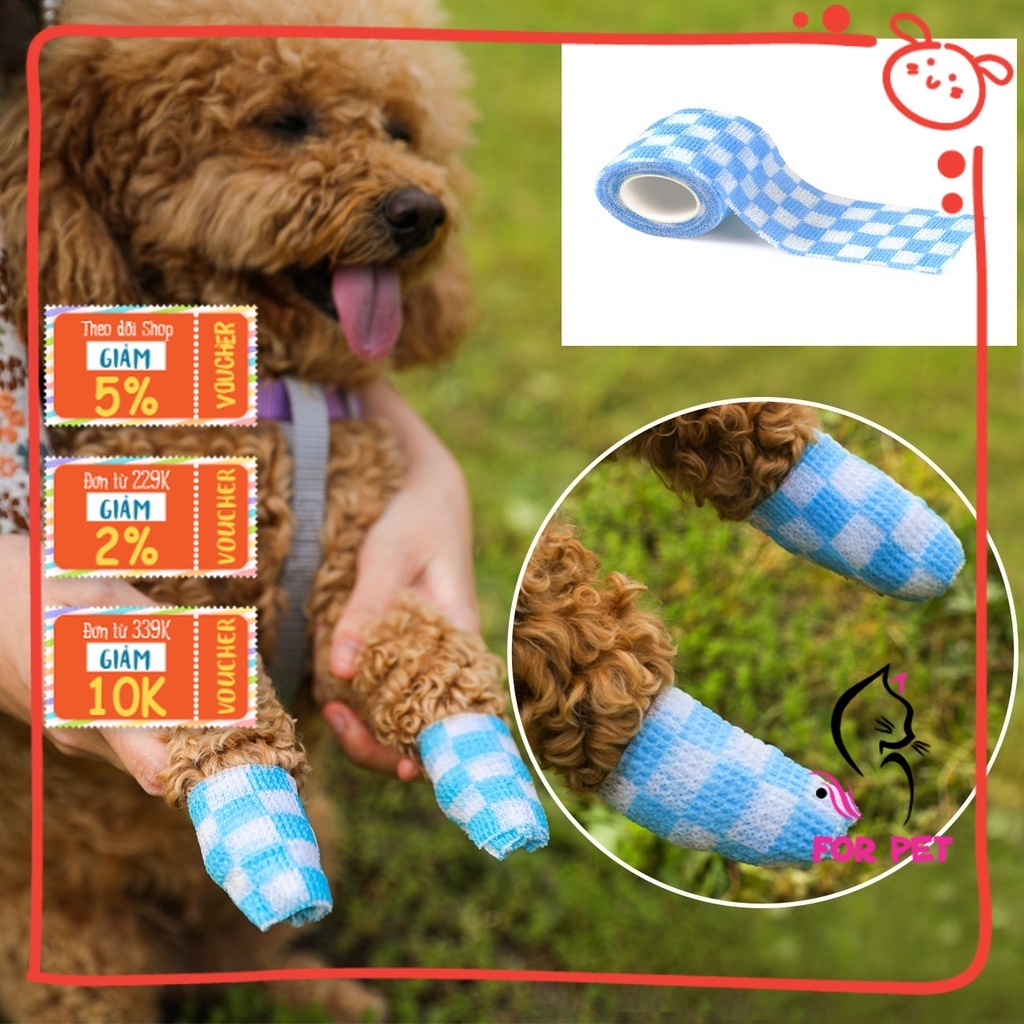 🐶 Băng Quấn Chân Chó Mèo - Băng Thun Tự Dính Quấn Vết Thương Cho Thú Cưng.