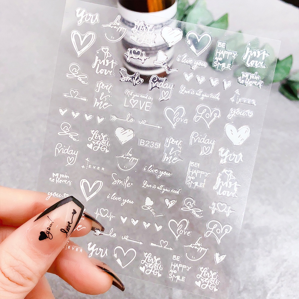 ♕ Nail Art 3d Laser Hình Trái Tim Nhãn Dán Móng Tay Màu Sắc Màu Khỏa Thân Đẹp Long Lanh Dính Nhãn Dán Siêu Flash Trang Trí Móng Tay Dụng Cụ Làm Móng Tay Cho Cửa Hàng Nail NỘI THẤT