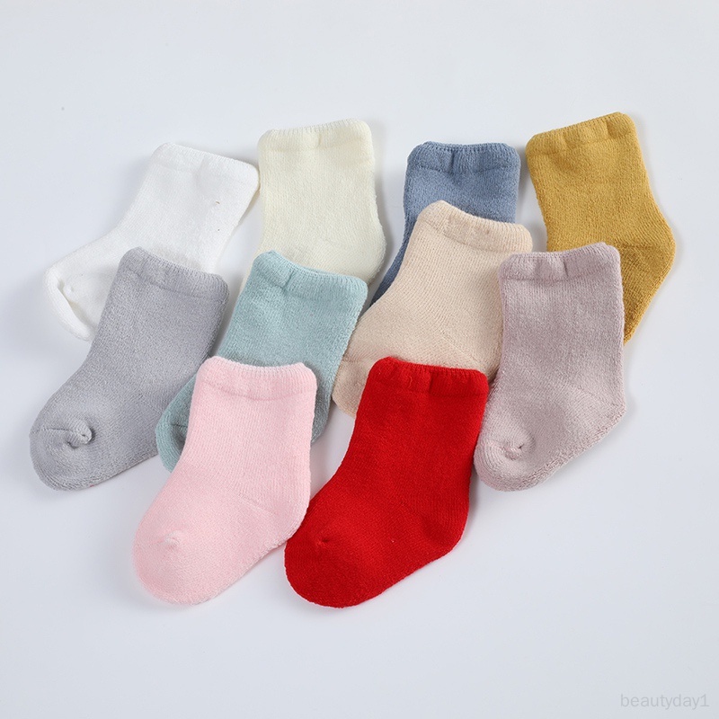 Vớ cotton Màu Trơn Đơn Giản Thoáng Khí Chống Trượt Dành Cho Em Bé