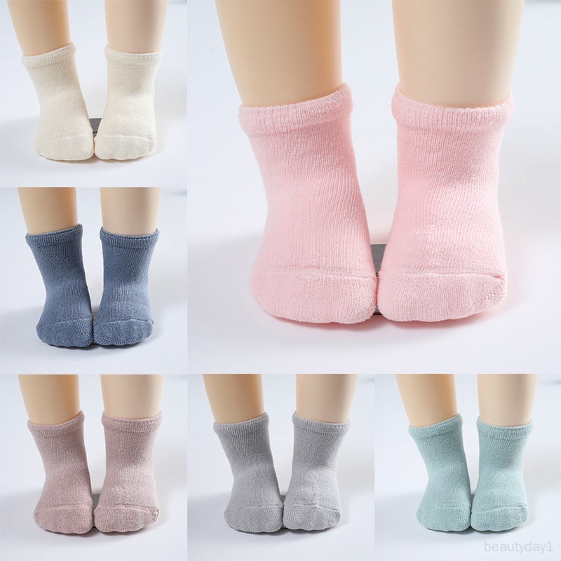 Vớ cotton Màu Trơn Đơn Giản Thoáng Khí Chống Trượt Dành Cho Em Bé