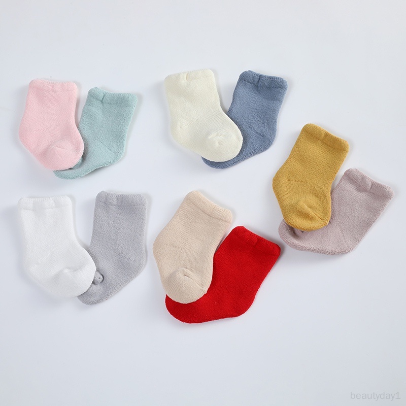 Vớ cotton Màu Trơn Đơn Giản Thoáng Khí Chống Trượt Dành Cho Em Bé