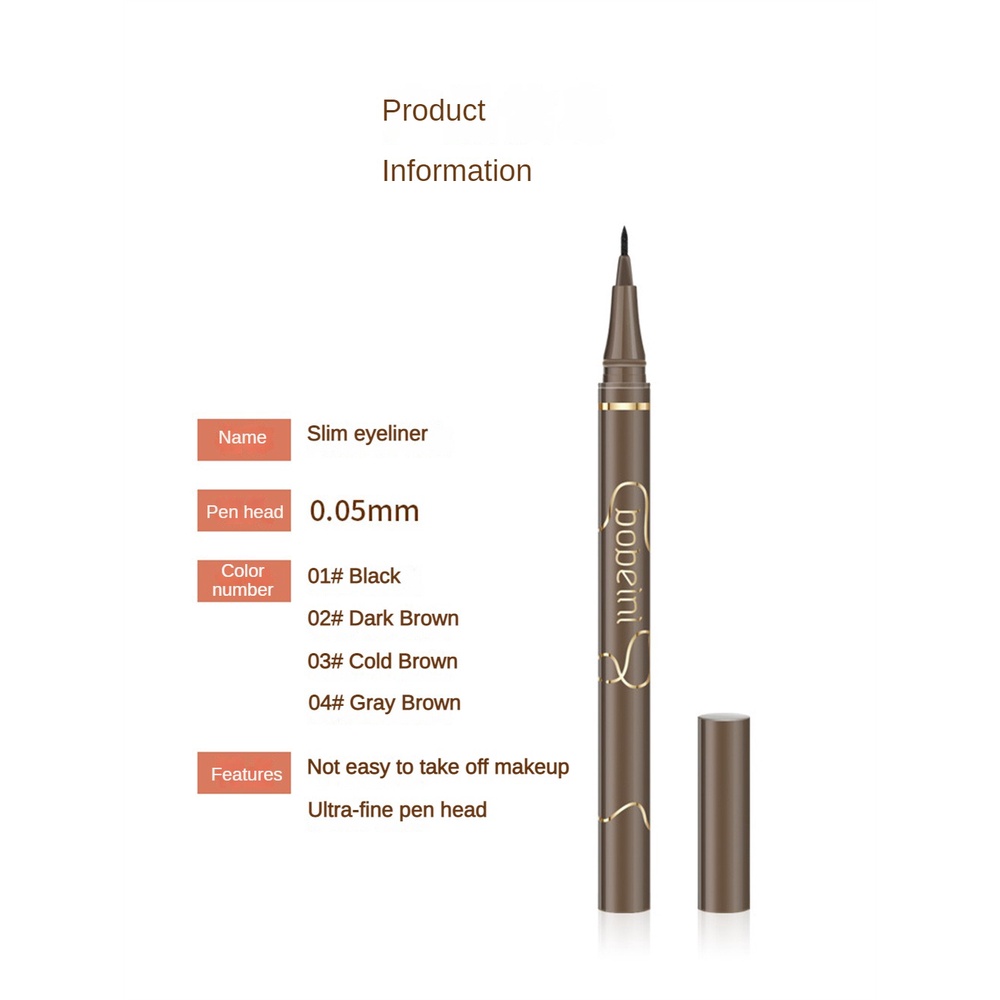 Bút kẻ mắt Bobeini MAFFICK mảnh chống nước chống mồ hôi lâu trôi màu nâu cho người mới